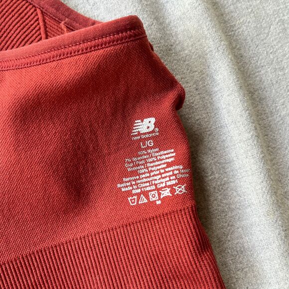 NWT New Balance Medium Impact Racerback Sports Bra in Clay - Style 116711 - Sz L - Picture 6 of 8